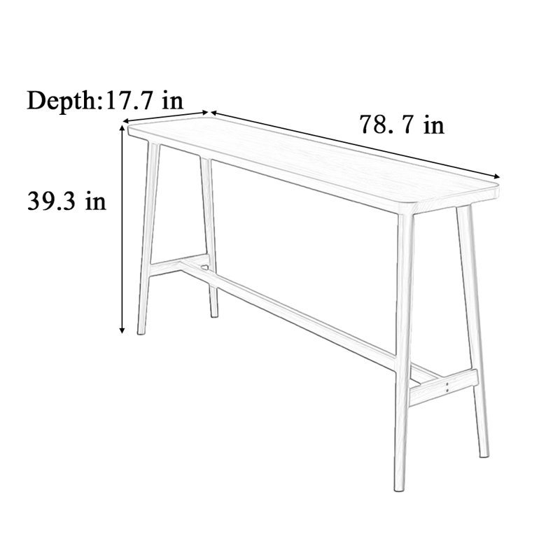 A high-end solid wood table for home use, 39.3"H x 78.7"L x 17.7"W