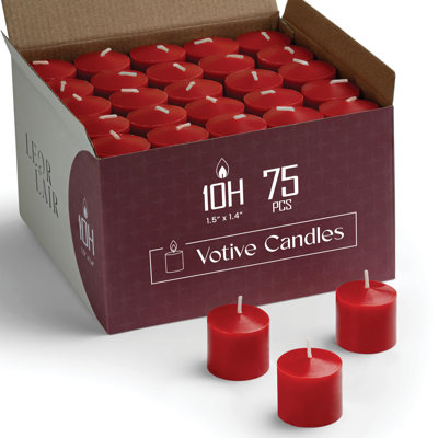 Bougies votives orange, paquet de 75, durée de combustion de 10 heures, sans parfum