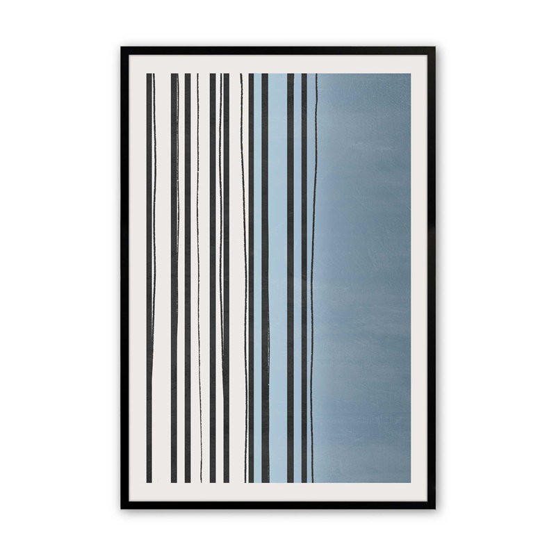 Twilight Stripes v1, Papier avec cadre simple noir satiné, H 15 po x l 12 po x P 1,25 po