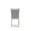 L'ensemble de table de salle à manger 7 pièces contient une table de salle à manger jacobine vieillie et 6 chaises de salle à manger en lin bleu bébé avec dossier élégant - Lin brossé blanc-1958990124-1958990131