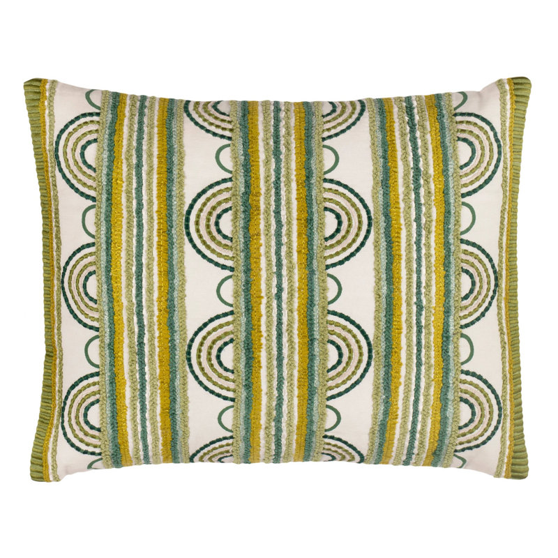 Cotton Lumbar Rectangular Pillow Cover, Olive Geometric