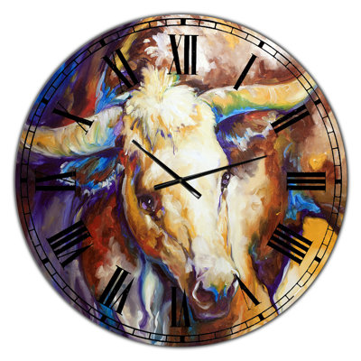 Power Longhorn Abstract - Oversized Cottage Wall Clock