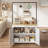 Kitchen Island with Storage 42" - Heavy Duty Kitchen Cart, Mobile Kitchen Island with 2-Tier Shelves & 5 Hooks, Solid Wood Countertop for Small Spaces-1110893062