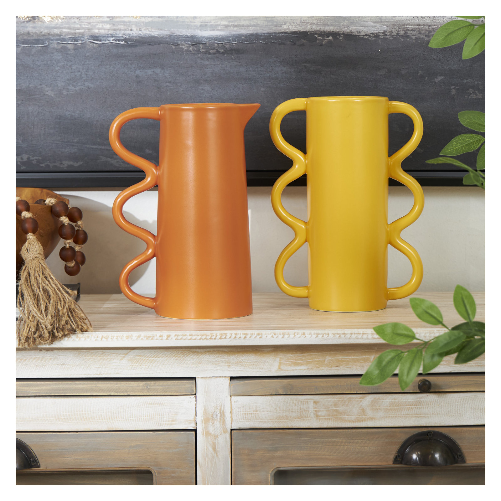 Edicott 10.25'' Dolomite Table Vase, Orange/Yellow