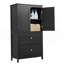 Armoire de rangement pour salle de bain, armoire avec deux portes et tiroirs, tablette réglable, panneau de fibres à densité moyenne-1350391926