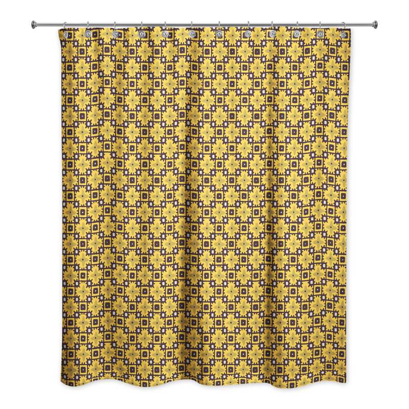 Rideau de douche simple Aphina, Jaune