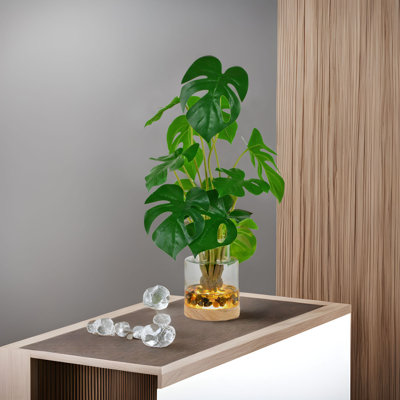 17.5'' Faux Foliage Plant in Glass Freestanding