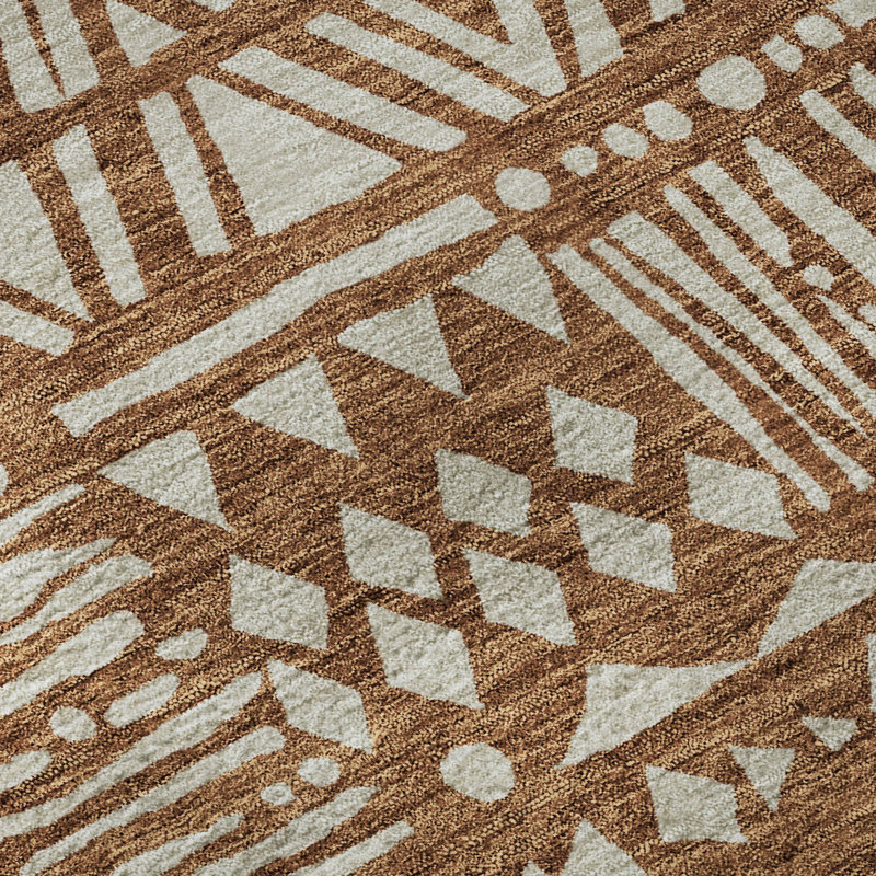Premium Machine Washable Prisco Terracotta Rug, Rectangle 10' x 14'