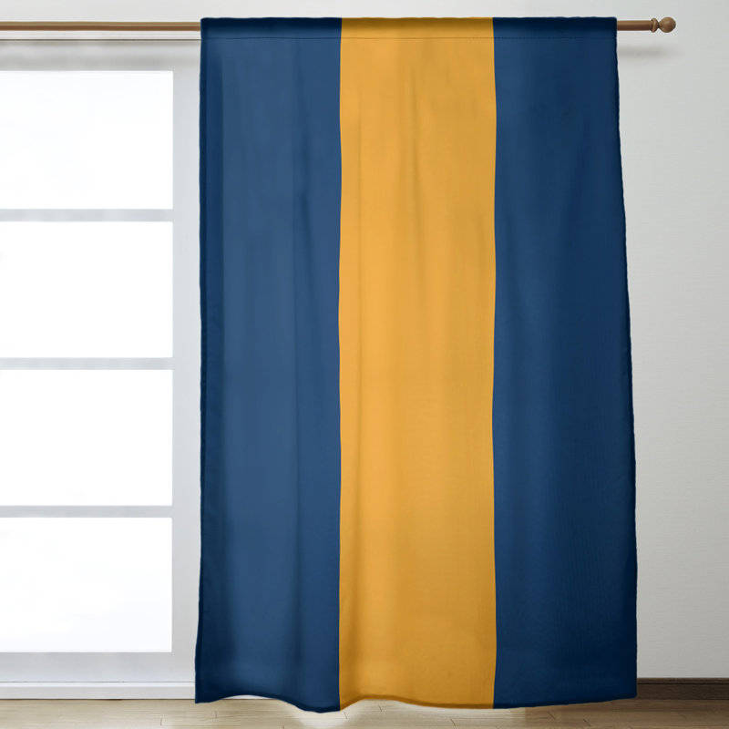Blackout Curtain Single Panel, Navy/Gold