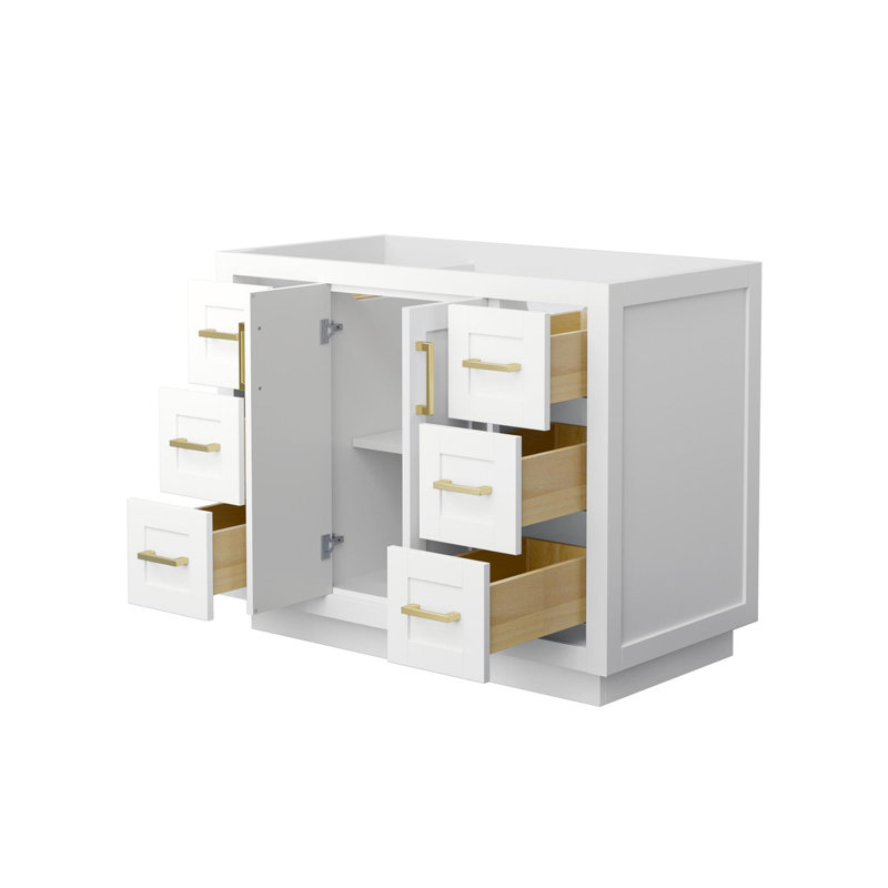 Base de meuble-lavabo simple autoportante 41,25 po Miranda, Blanc/or brossé