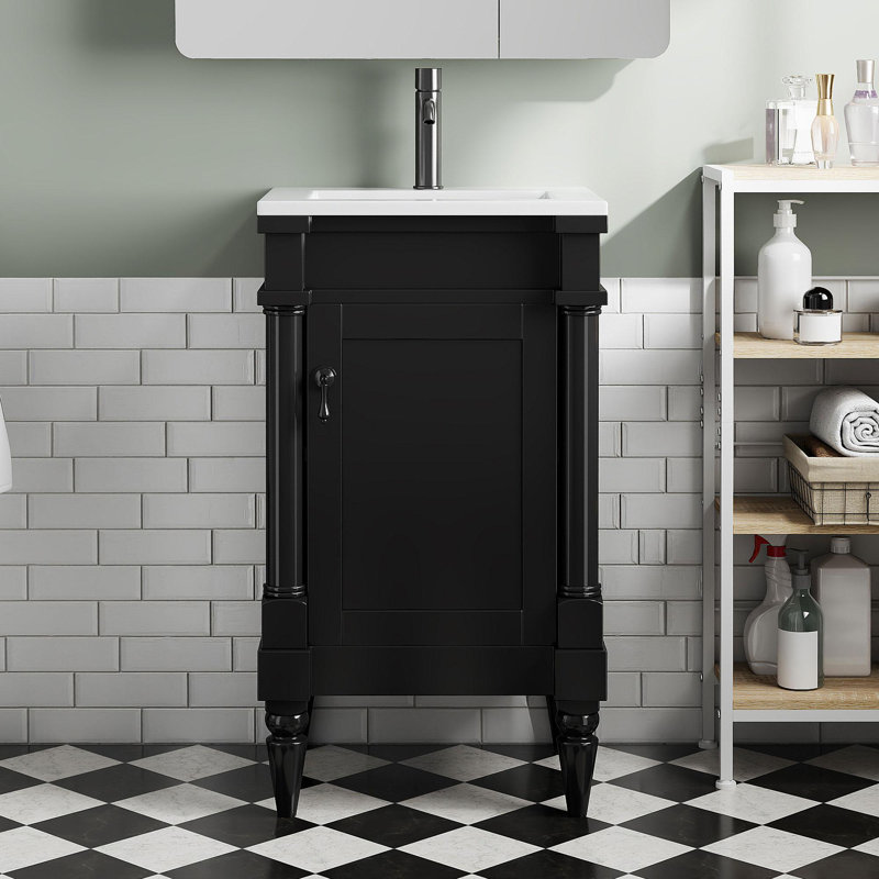 Meuble-lavabo moderne 18 "avec lavabo, Noir / Noir