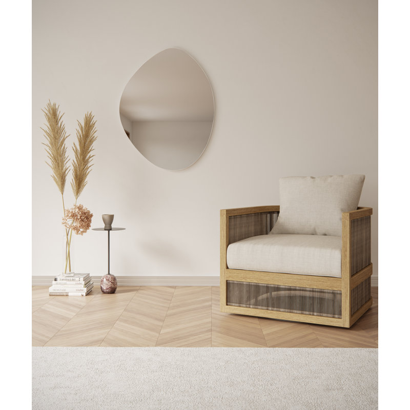 Starla Pebble Mirror, 28" x 36", White, Asymmetrical