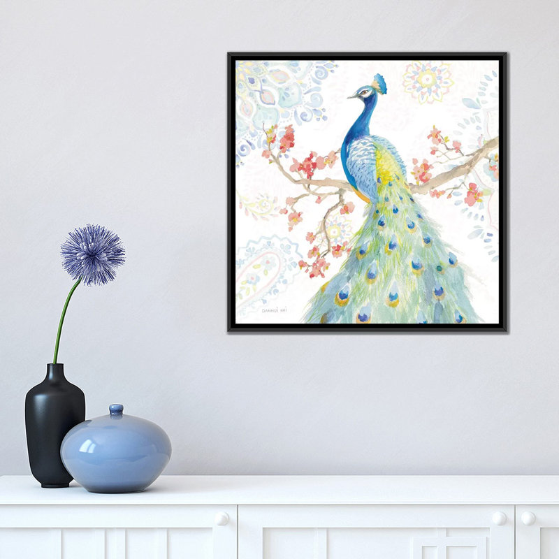 « jaipur ii », reproduction sur toile, H 18 po x l 18 po x P 1,5 po, Toile avec cadre noir, Pas de tapis