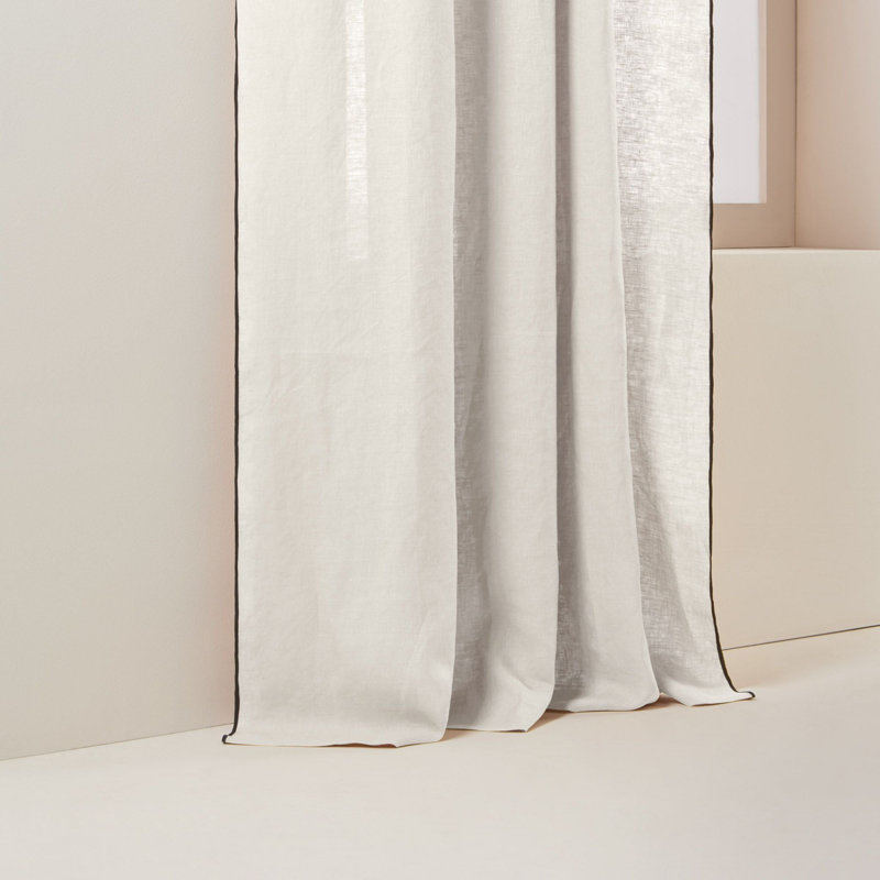 Carlina Linen Semi Sheer Curtain Panel Pair Single Panel, Grey, Width 135 x Drop 350cm