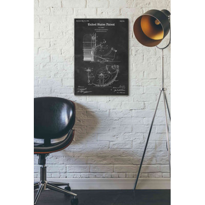 Drum and Cymbal Blueprint Patent Chalkboard  Wrapped Canvas Print