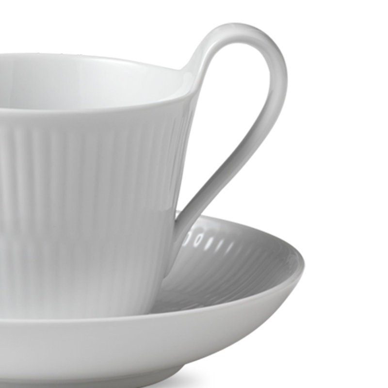 Royal Copenhagen White Fluted High Handle Cup and Saucer