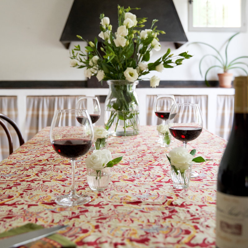 Noel Handmade Floral Tablecloth, 128" x 71"