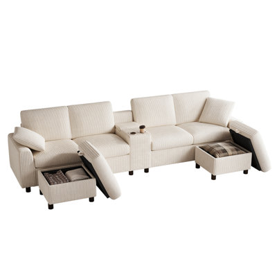 4 Seater Corduroy Sectional