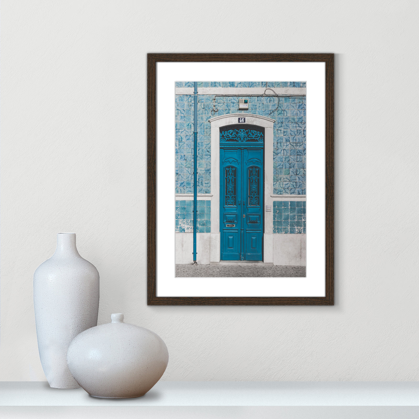 Blue Door Of Caldas De Rainha, Portugual by Catarina Carvalho, Walnut, 23" H x 17" W x 0.75" D