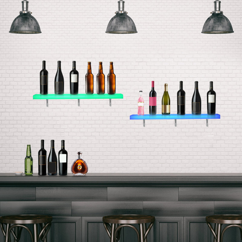 Bennye 32'' LED Wall Mounted Bottle Display Open Shelving Wine Bottle Rack