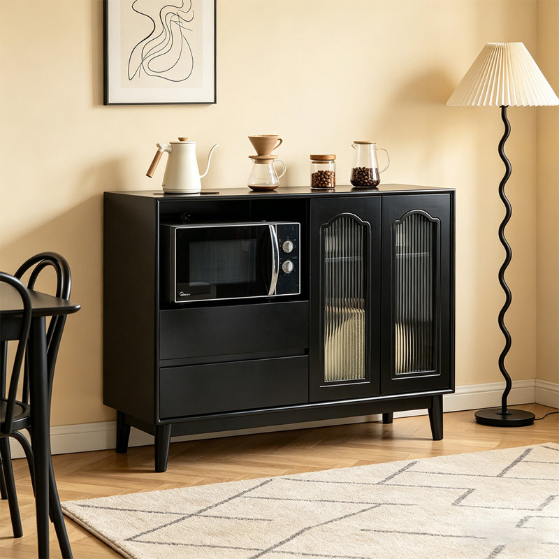 Buffet en bois massif noir