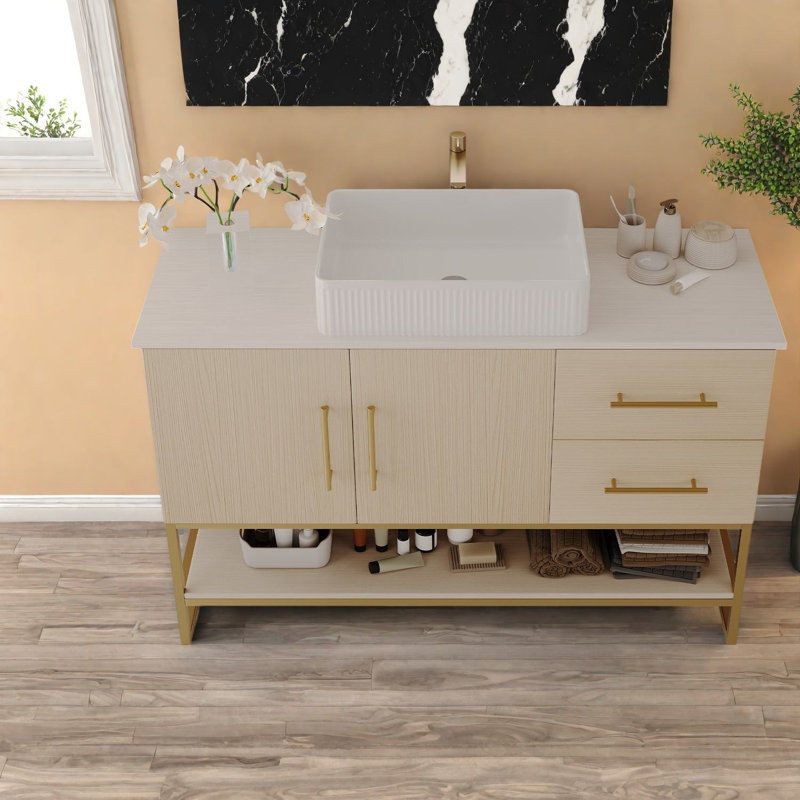 dans les meubles-lavabos (doit inclure le meuble-lavabo et le lavabo) avec rangement