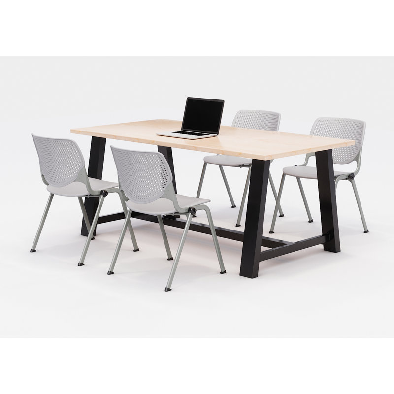 Ensemble de table de réunion et de chaises Midtown, H 30 po x L 72 po x P 36 po, Érable, Gris clair