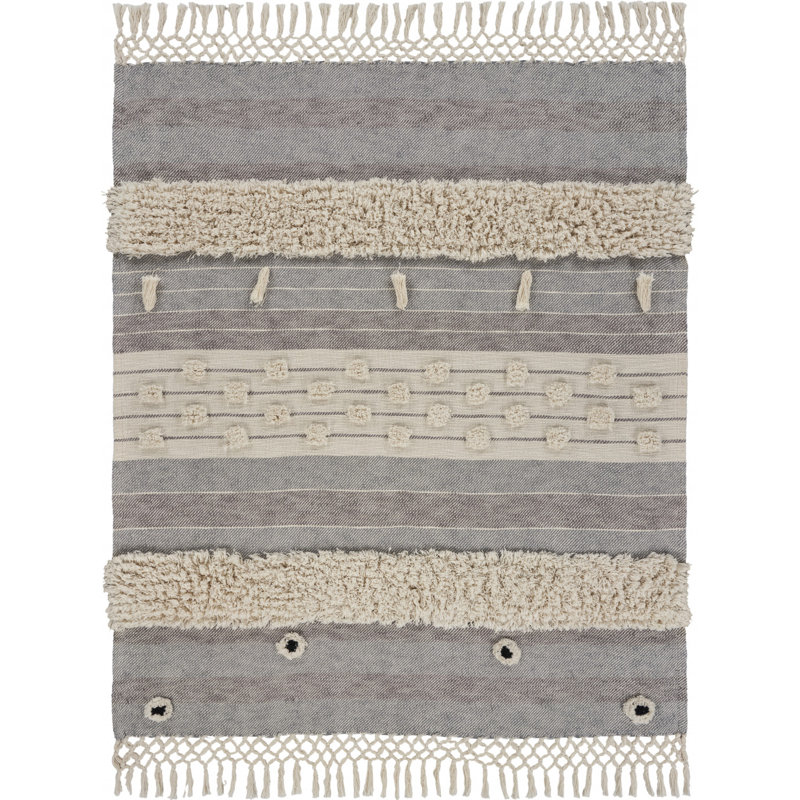Gray Woven Cotton Striped Throw Blanket