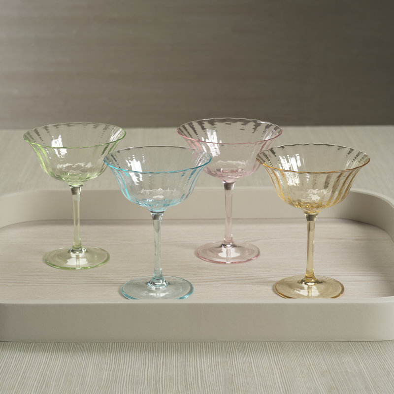Apéritif 4-Piece Set Summer Cocktail Coupe Glasses, Sapphire
