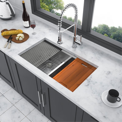 Double Bowl (50/50) Undermount Kitchen Sink- 33"X19"X10" Stainless Steel 16 Gauge With Two 10" Deep Basin