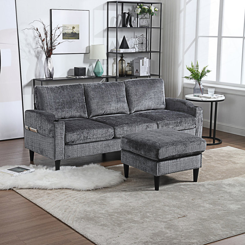Canapé modulaire avec deux porte-gobelets, Gris