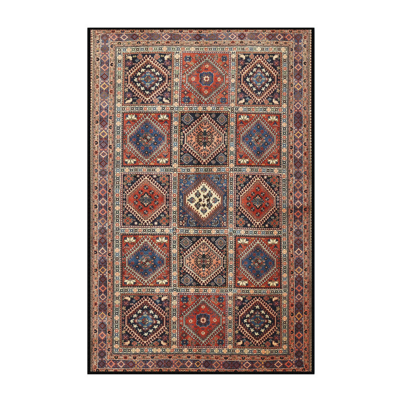 Tapis rouge / bleu mer / beige Southwestern, Rectangle 6 pi x 9 pi