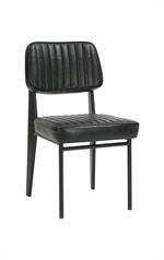 Chaise sans accoudoirs en métal noir avec siège et dossier en vinyle noir, 15 lb