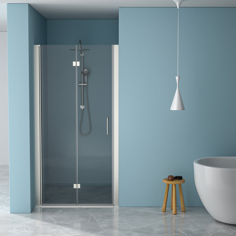 Porte de douche en nickel brossé l 36 "x H 72" avec verre trempé pliable