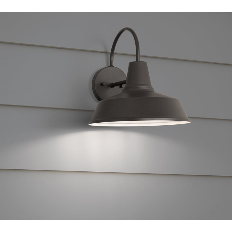 East Grove Home Builder Essentials Heritage Collection Gooseneck RLM Style Outdoor Farmhouse Barn Light with 12in Shade in Anti-Rust Dark Bronze Finish, Overall Extension 14in E26 Base Lamp