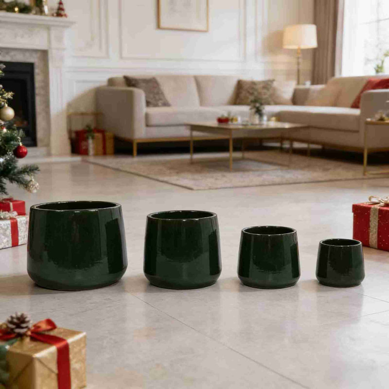 High quality ceramic flowerpot, Antique Green