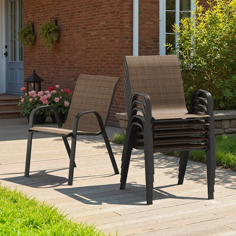 Chaises de salle à manger empilables de patio, sièges modernes de Textilene en métal pour le patio