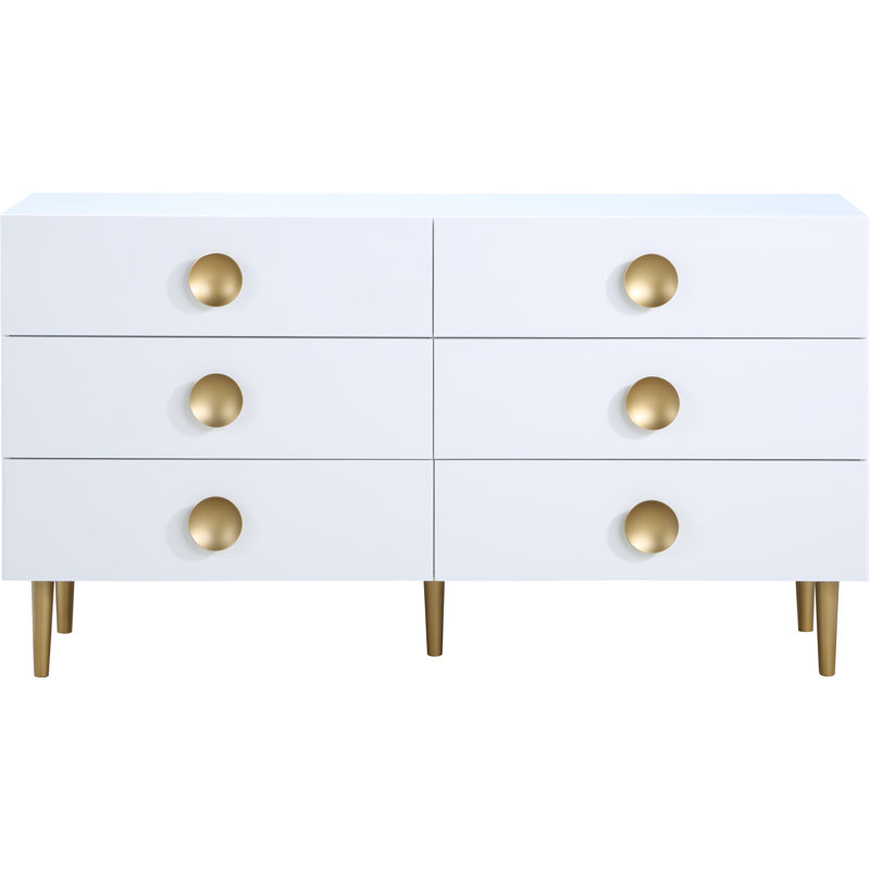 Commode double 6 tiroirs Jayvonne, Blanc
