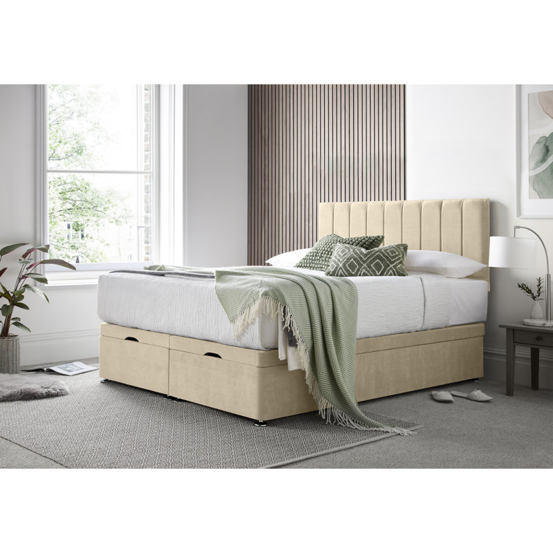 Sara Naple Divan Ottoman with Headboard on Struts, Beige, Super King (6')