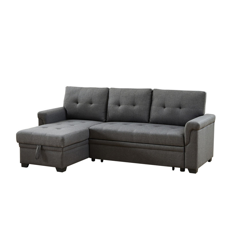 Linen Reversible Sleeper Sectional Sofa