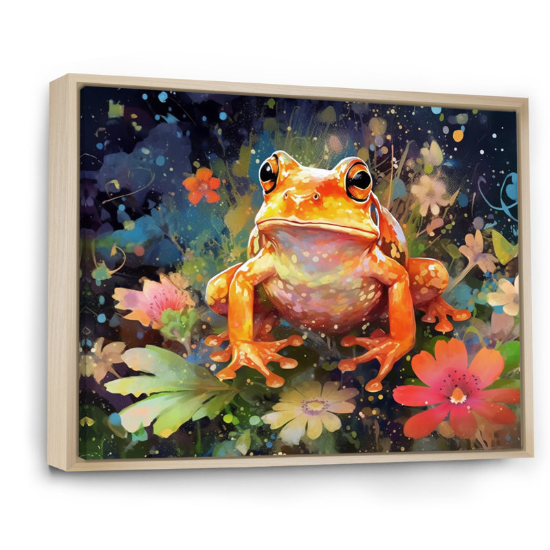 «Leaping Frogs Amphibians I», art mural grenouille, Cadre naturel flottant, H 30 po x l 40 po x P 1,5 po