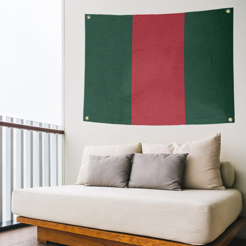 Tapisserie de polyester Minnesota, Vert forêt / rouge Iron Range / vert forêt, H 50 po x l 59 po x P 1 po