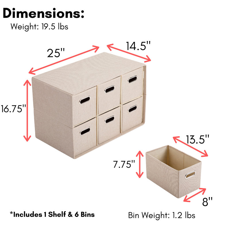 BirdRock Home Fabric Bin, Tan