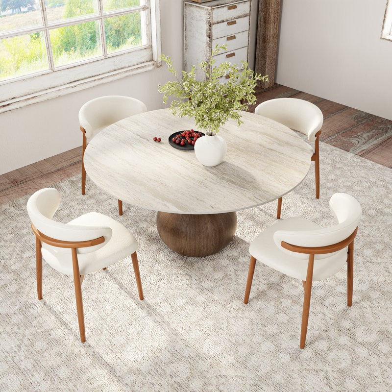 Ensemble de tables de salle à manger Modern Kitchen, H 29,52 po x l 47 po x P 47 po, 5 pièces: table, 4 chaises, Noyer foncé