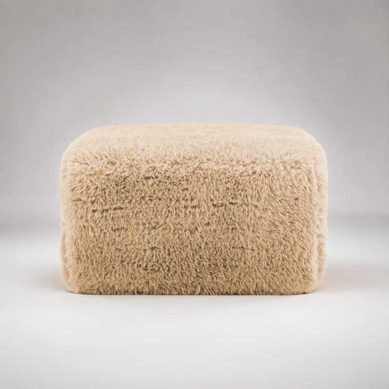 Canapé d'angle modulaire Aviana Ottoman en tissu peluche - Kaki clair, ultra-doux et sans assemblage requis, Beige