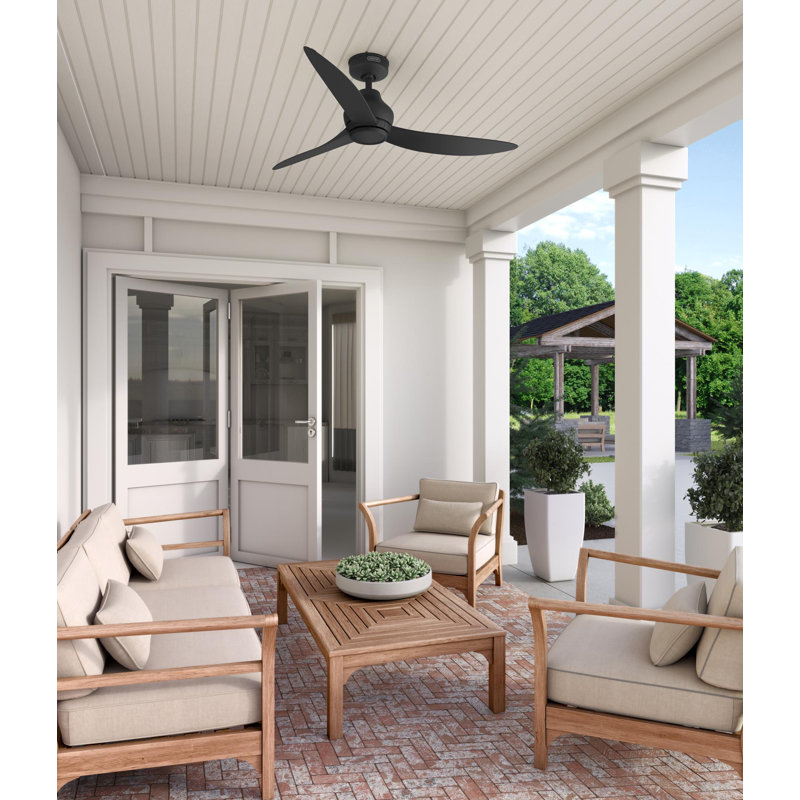 Hunter 52 Inch Mazzini ENERGY STAR® Damp Rated Ceiling Fan With Remote, Matte Black