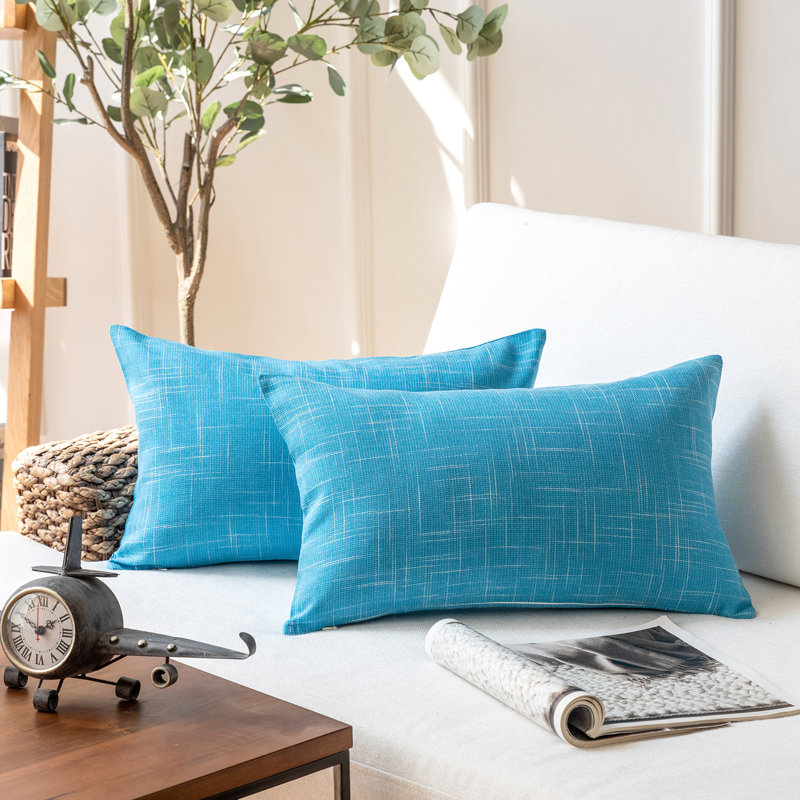 Reversible Throw Pillow, Lake Blue, 12" x 20"