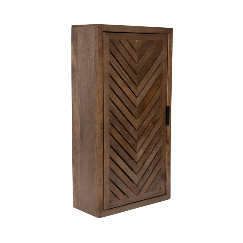Mezzeta Mango Wood One-Door Bathroom Wall Cabinet, Brown