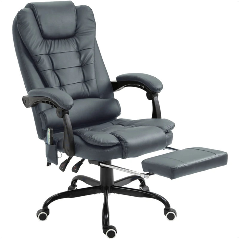Fauteuil de bureau de massage à haut dossier, fauteuil de bureau de massage vibrant avec support lombaire, repose-pieds
