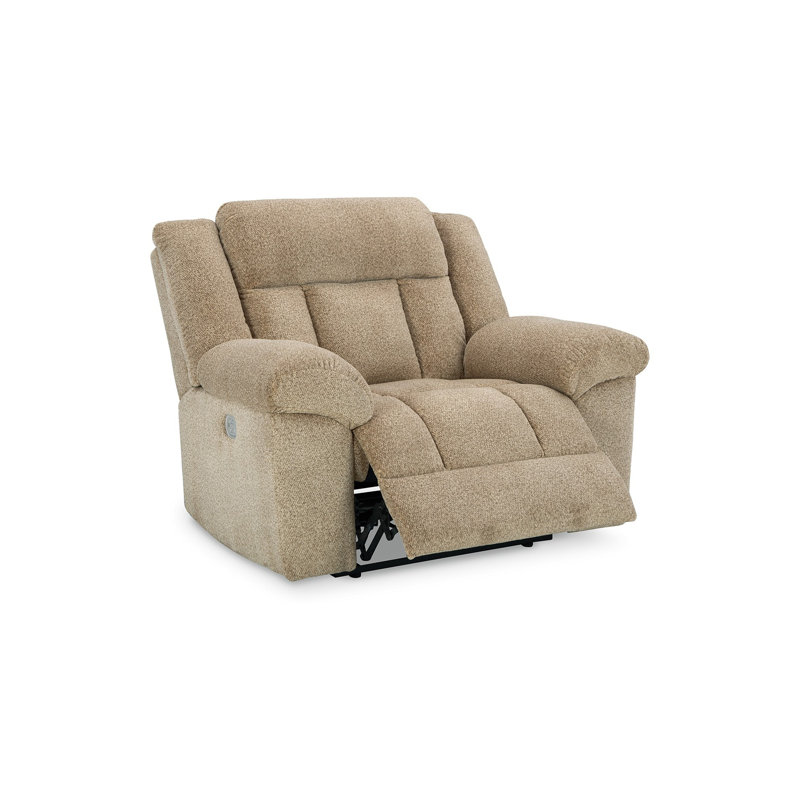 Kendy Power Recliner With Adjustable Headrest, Polyester, Wheat